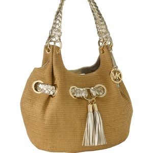 Michael kors charlton soft straw and gold